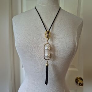 Gold and Black Minimalist Crystal Necklace